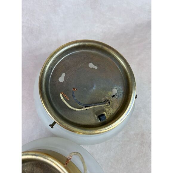 MCM Mod Set of 2 Vintage Frosted Light Fixtures Grapevine Embossed - Picture 5 of 8